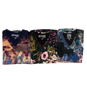 NWT 3 Piece Size XS Barco Printed Scrub Top Bundle 49 - Picture 1 of 8
