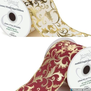 1m, 3m oder 9m ~ 63mm Drahtkante Luxus vergoldet Filagree, Weihnachtsband, Geschenk - Bild 1 von 3