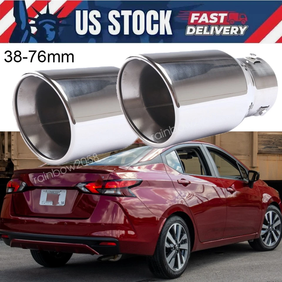 Car Exhaust Pipe Tip Rear Throat 38-76mm Muffler StainlessSteel For Nissan Versa - Imagem 1 de 4