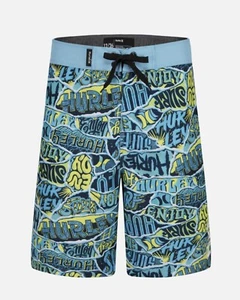 NEW SIZE 20 Boys Ripped Sticker Boardshort in Blue Gaze MSRP $38 - Picture 1 of 8