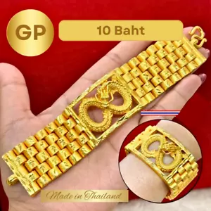 Bracelet Gold 24k 23k Dragon Chinese GP Thai 10 Baht Yellow Chain Jewelry Gift - Picture 1 of 4