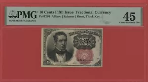 UNITED STATES 10 CENTS 1874 FRACTIONAL FR # 1266 PMG 45 CHOICE EXTREMELY FINE. - Picture 1 of 2