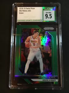 2018-19 NBA Basket Prizm #92 VERDE Parallelo Nikola Jokic Card Grade CSG 9,5 Gemma - Foto 1 di 3