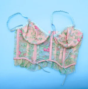 For Love & Lemons Pequeño Oscilante Rosa Bustier Lencería Sujetador con Aros Corsé Rosa - Imagen 1 de 9