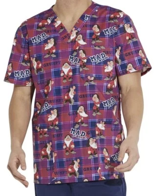 DISNEY GRUMPY TOONIFORMS SCRUB TOP V Neck MENS SZ S SHORT SLEEVE NWT - Image 1 of 4
