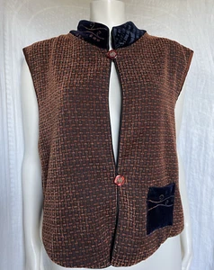 Vintage Vest Boho Artsy Festival Asian Inspo Grunge Hippie Reversible Topper Med - Picture 1 of 24