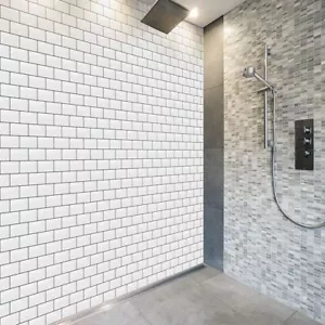 PVC Cladding White Metro Tile - Gloss - to cover 3.05sq mtr - 2500 x 1220 - Picture 1 of 6