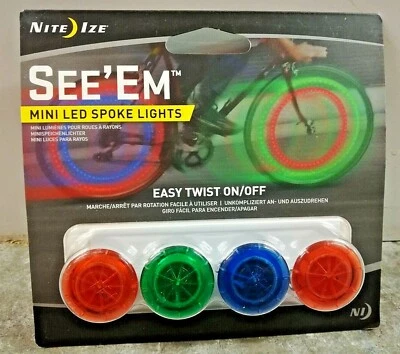 See Em Nite Ize Mini Luzes de Raio LED 4 Várias Cores Novo Na Caixa - Imagem 1 de 3