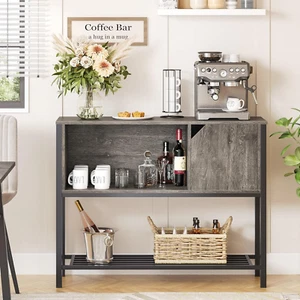 Coffee Bar with Storage Buffet Cabinet Kitchen Sideboard with Adjustable Shelves - Picture 1 of 8