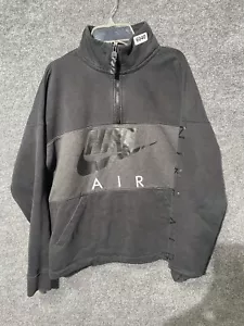 NIKE AIR Center Swoosh Logo 1/4 Zip Pullover Sweatshirt Size Medium Black - Picture 1 of 10