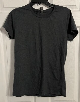 Camiseta Anvil Ligera Para Mujer Gris Sólido Talla Mediana Cuello Redondo Manga Corta Foto 1 de 4