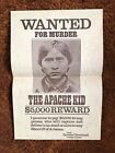 Reproduction Of A ‘￼Wanted For Murder’ Poster. ￼ The Apache Kid￼