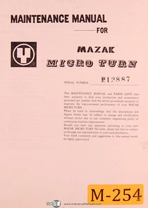 Mazak Micro Turn, Mantenimiento del Centro de Torneado y Manual de Piezas Año (1979) - Imagen 1 de 1