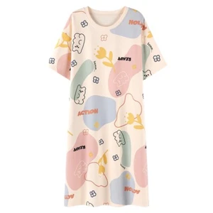Cotton Pajamas Nightgown Sleepwear SleepShirt Sleep Dress Night Dress Nightshirt - Picture 1 of 8