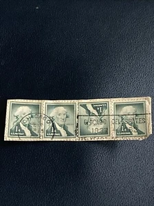 George Washington 1c, 4 Set of Stamps on Paper - Picture 1 of 7