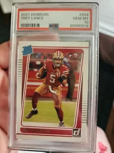 2021 PANINI DONRUSS #254 TREY LANCE RC RATED ROOKIE 49ERS PSA 10 - Picture 1 of 2