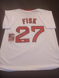 CARLTON FISK Signed Custom Red Sox Jersey JSA COA (WPP018455) - Picture 1 of 3