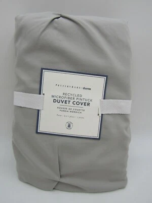 Funda nórdica Pottery Barn Teen de microfibra reciclada Pintuck doble gris claro #H86N Foto 1 de 4