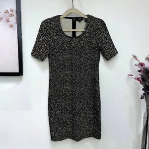 Theory Black Contrast Speckled Amstead Knit Stretchy Sheath Dress Women’s 0 - Picture 1 of 7