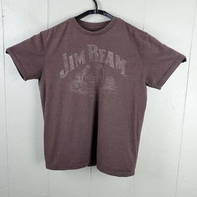 Camisa Jim Beam Hombres Mediana Marrón Cuello Redondo Manga Corta Gráfico Elastizado Pullover Foto 1 de 4