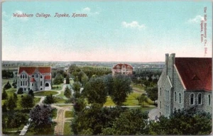 Tarjeta postal WASHBURN COLLEGE vista de campus ojo de pájaro c1910 TOPEKA, Kansas - sin usar - Imagen 1 de 2