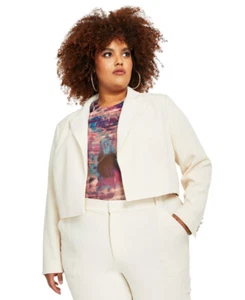 Nina Parker Women's Trendy Plus Size Cropped Open-Front Blazer (Oat Latte, 4X) - Picture 1 of 1