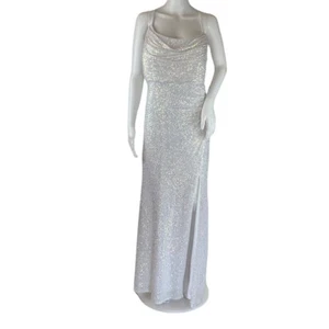 Nightway Women's Shimmer Evening Gown Plus Dress Sequins White Size 14W - Picture 1 of 9