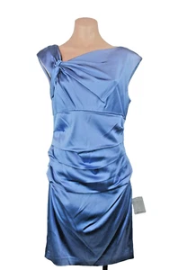 Suzi Chin For Maggy Boutique Women Mineral Perriwinkle Cocktail Dress 8 Ruched - Picture 1 of 11