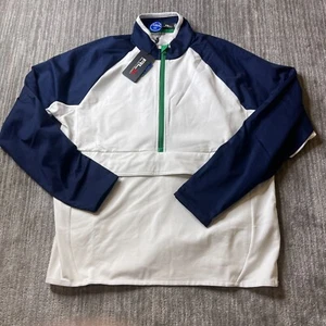 RLX Ralph Lauren Pullover Mens Large Luxury Jersey 1/2 Zip Golf White Green NEW - Picture 1 of 14