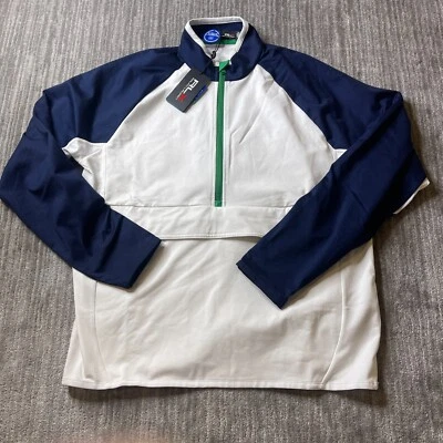 RLX Ralph Lauren Pullover Mens Large Luxury Jersey 1/2 Zip Golf White Green NEW - Image 1 of 4