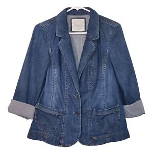 Sonoma Life Style Womens  Wash Blue Denim Blazer Jacket Size Small