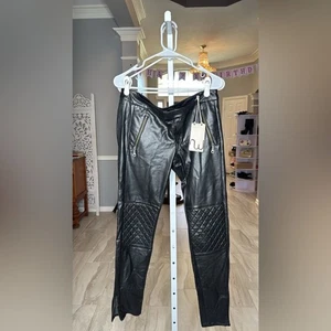 Workman Black Leather Pants with Quilted Knee Detail Size 30 - Picture 1 of 2