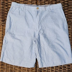 Herren IZOD 100 % Baumwolle Chambray Shorts Männer 38 blau vorne flach 4 Taschen - Bild 1 von 3