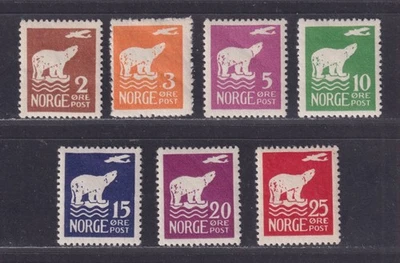 Norway Scott 104-110 MH OG 1925 Amundsen Flight Polar Bear/Plane Set SCV $73.75 - Image 1 of 2
