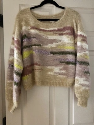 Suéter grueso Anthropologie Pilcro talla grande. Patrón abstracto multicolor.  Foto 1 de 4
