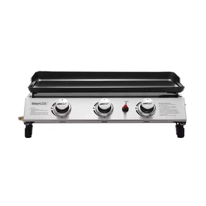 24 Zoll Edelstahl Tragbar 3-Brenner Propan Flat Top Grillplatte Grill - Bild 1 von 11
