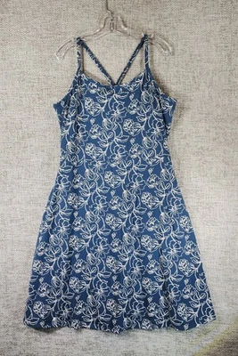 Pact Midi Organic Cotton Sundress Womens XXXL Dusty Blue Floral Stretch Knit EUC - Image 1 of 4
