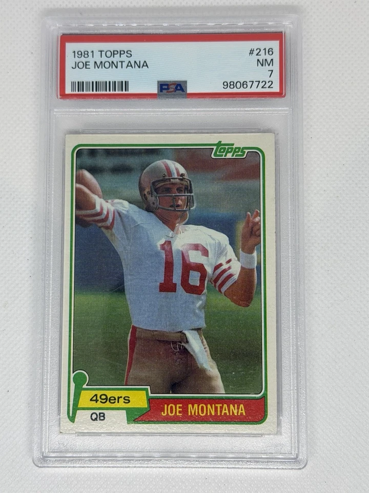 1981 Topps - Joe Montana Rookie RC #216 PSA Near Mint 7, HOF San Francisco 49ers - Image 1 of 4