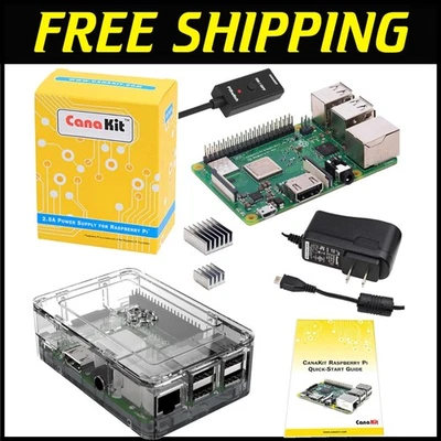 Premium Raspberry Pi 3 Modelo B+ Paquete Completo con Fuente de Alimentación y Disipadores de Calor Foto 1 de 4