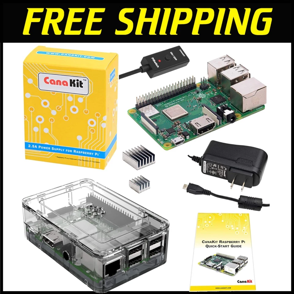 Premium Raspberry Pi 3 Modelo B+ Paquete Completo con Fuente de Alimentación y Disipadores de Calor Foto 1 de 4