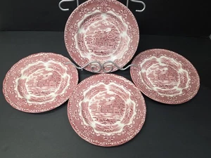 Plato de ensalada vintage 4 8"" WH Grindley ENGLISH COUNTRY INNS rojo transferware - Imagen 1 de 10