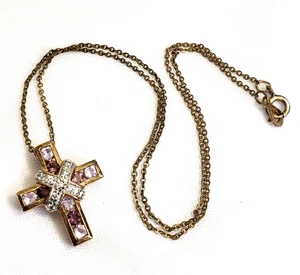 Gold Vermeil over Sterling & Sterling Silver Crucifix on Gold Filled Necklace - Picture 1 of 7