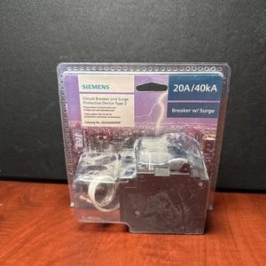 Siemens 20Amp Disyuntor y Protector contra Sobretensiones - Negro (QSA2020SPDP) (0784) - Imagen 1 de 2