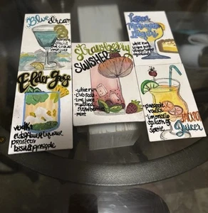 Set of 5 Dance Gavin Dance Inspired Cocktail Bar Menus / Decor (handpainted)  - Picture 1 of 6