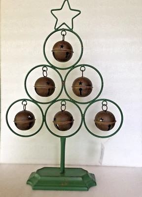 Distressed Rusty Look Metal Tree 6 Real Bells Christmas Rustic Cottage  21" Tall - Image 1 of 4