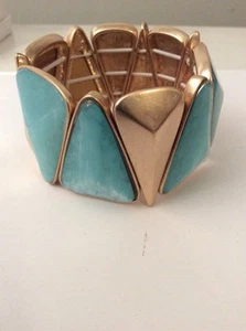 $75 Kenneth Cole New York Gold-Tone Geometric Mixed Bead Stretch Bracelet #120c - Picture 1 of 4