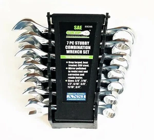7pc GRIP PROFESSIONAL STUBBY COMBINATION WRENCH SET SAE 3/8" - 3/4" #89096 - Picture 1 of 1