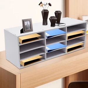 Organizador de literatura de encimera de escritorio de 4 niveles PVC blanco para oficina hogar escuela - Imagen 1 de 18