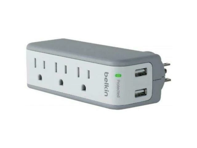 Belkin BST300 3-Outlet Mini Travel Swivel Surge Protector with Dual USB Ports