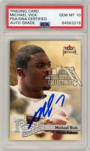 Michael Vick 2001 Fleer Premoum Autograph Rookie Card #7 PSA/DNA 10